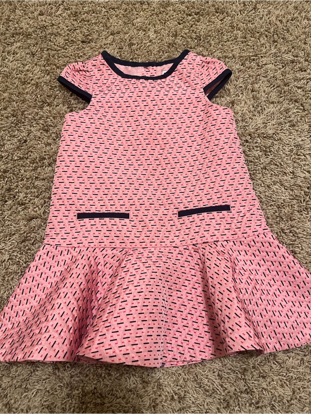 Janie and Jack Pink Dress with Navy Trim